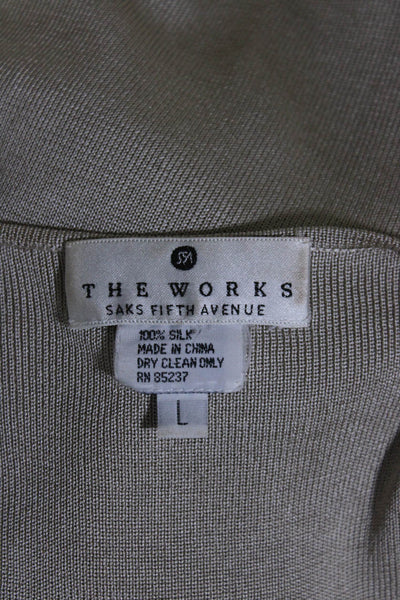 The Works Womesn Silk Knit Round Neck Tank Top + Cardigan Set Beige Size L