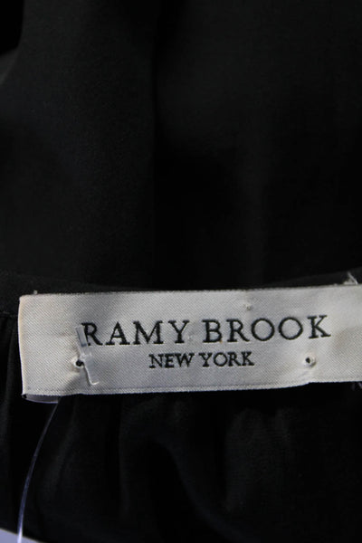 Ramy Brook Womens Long Sleeve Keyhole Smocked Tiered Dress Black Size Small