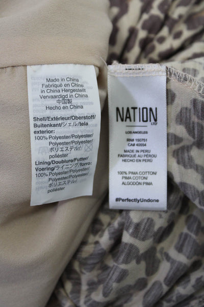 Nation LTD J Crew Womens Leopard Print Sequin Tops Brown Size 2 Small Lot 2