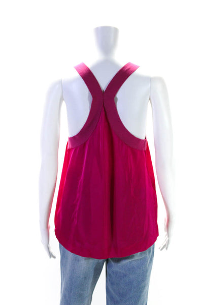 Theory Womens Sleeveless Halter Neck Ribbed Trim Blouse Pink Size S