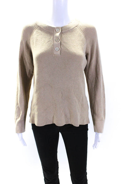 Rails Womens Oversized Side Slit Three Button Sweatshirt Brown Cotton Size XS