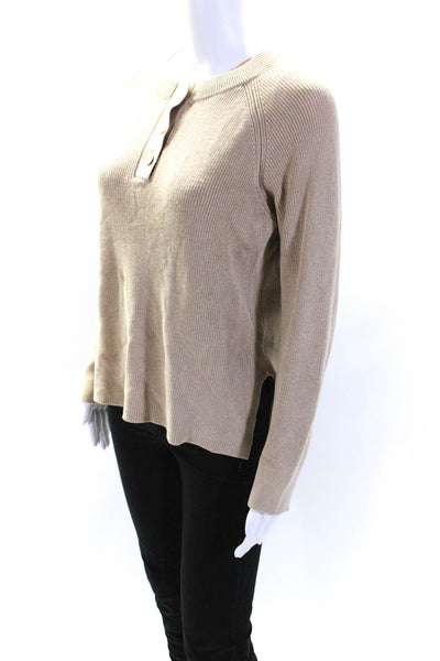 Rails Womens Oversized Side Slit Three Button Sweatshirt Brown Cotton Size XS