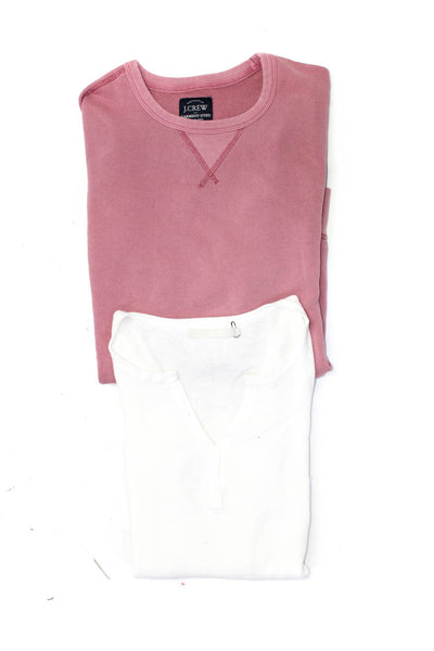 J Crew One Grey Day Womens Pink Cotton Crew Neck Sweatshirt Size L S lot 2