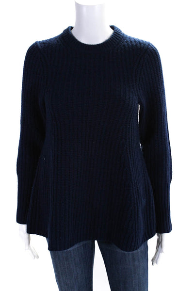 ACNE Studios Women's Round Neck Long Sleeves Ribbed Sweater Navy Blue Size XS