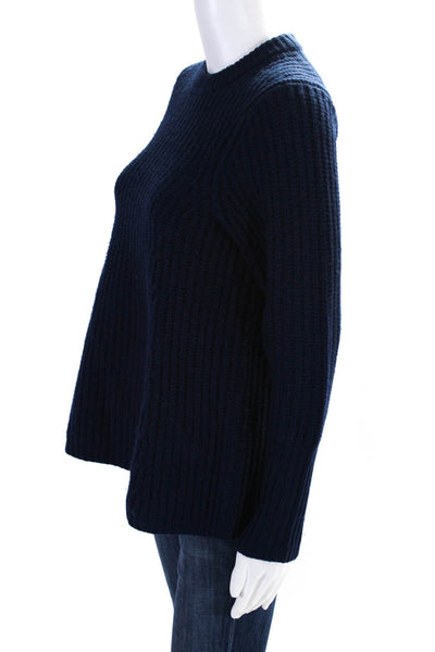 ACNE Studios Women's Round Neck Long Sleeves Ribbed Sweater Navy Blue Size XS