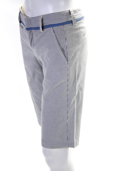 Vince Women's Button Closure Pockets Bermuda Short Blue Stripe Size 0
