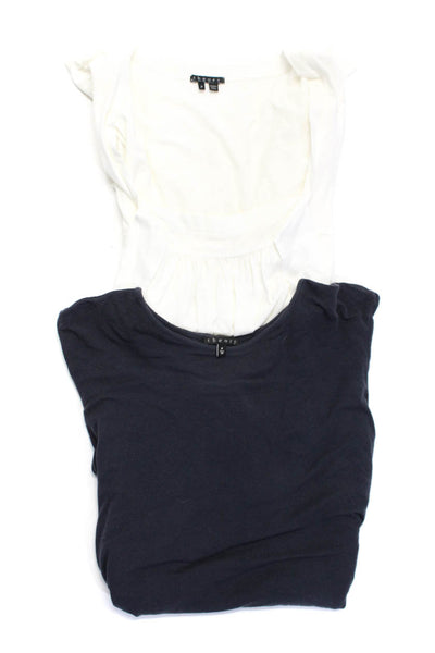 Theory Women's Round Neck Long Sleeves Basic  T-Shirt Black Size P Lot 2