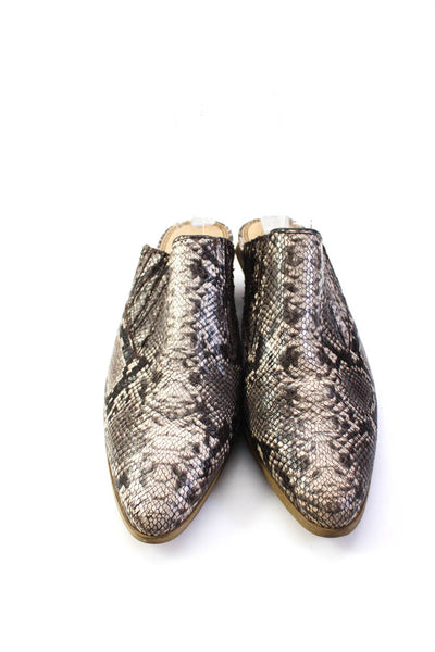 Sam Edelman Womens Faux Snakeskin Backless Mules Booties Brown Size 7
