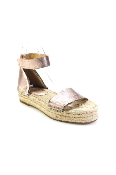 Splendid Womens Metallic Leather Ankle Strap Espadrille Sandals Pink Size 7