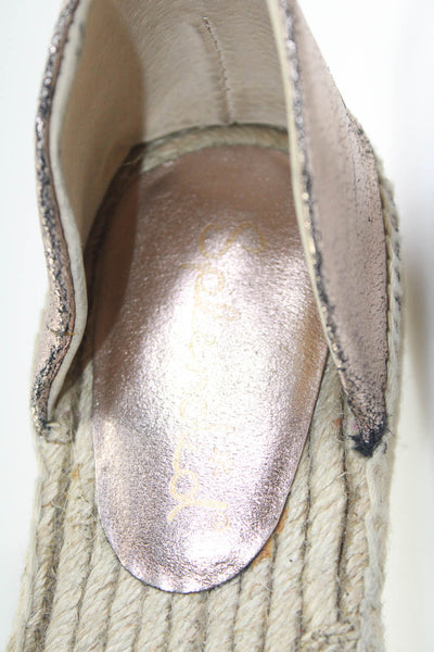 Splendid Womens Metallic Leather Ankle Strap Espadrille Sandals Pink Size 7