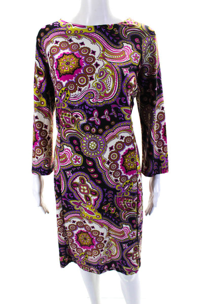 Jude Connally Women's Round Neck 3/4 Sleeves A-Line Mini Dress Paisley Size XL