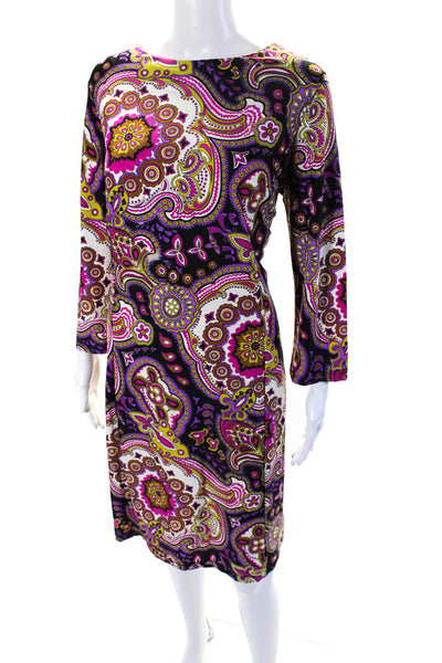 Jude Connally Women's Round Neck 3/4 Sleeves A-Line Mini Dress Paisley Size XL