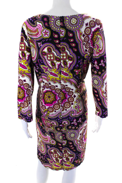 Jude Connally Women's Round Neck 3/4 Sleeves A-Line Mini Dress Paisley Size XL