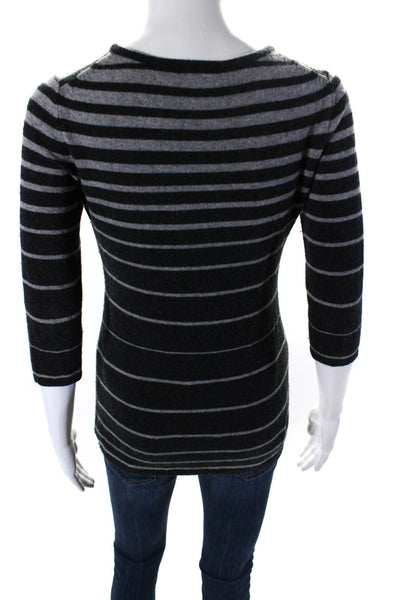 Chelsea & Theodore Womens Wool Long Sleeve Striped Knit Top Gray Size PP