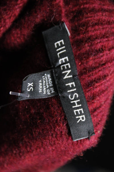 Eileen Fisher Womens Single Button Collared Cardigan Sweater Red Wool Size XS