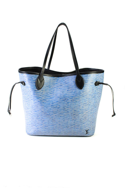 Louis Vuitton Womens Epi Leather Textured Tote Shoulder Handbag Blue