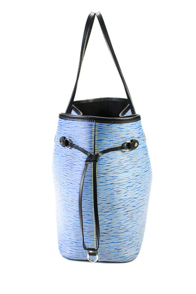 Louis Vuitton Womens Epi Leather Textured Tote Shoulder Handbag Blue