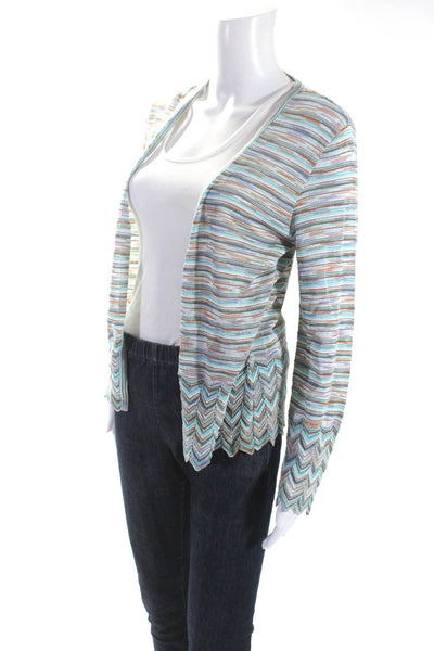 Missoni Womens Tie Front Striped Cardigan Sweater Purple Blue Orange Size IT 42