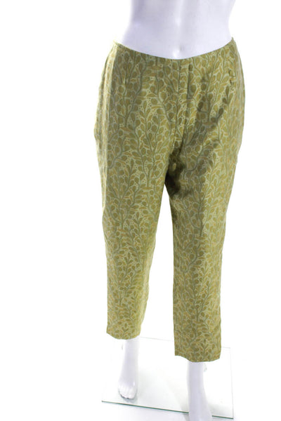 Lafayette 148 New York Womens High Waist Printed Straight Leg Pants Green Size 8