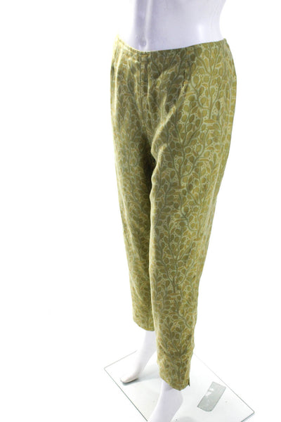 Lafayette 148 New York Womens High Waist Printed Straight Leg Pants Green Size 8