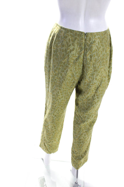 Lafayette 148 New York Womens High Waist Printed Straight Leg Pants Green Size 8