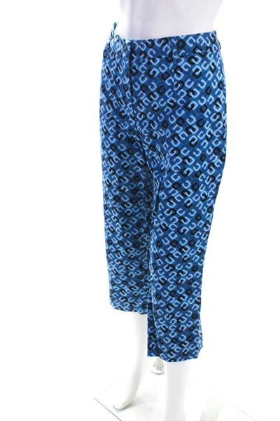 KORS Michael Kors Womens High Waist Printed Crop Tapered Pants Blue Size 8