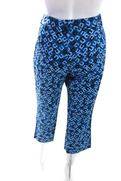 KORS Michael Kors Womens High Waist Printed Crop Tapered Pants Blue Size 8