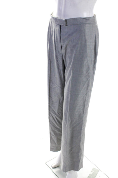 Lafayette 148 New York Womens High Waist Straight Leg Pleated Pants Gray Size 8