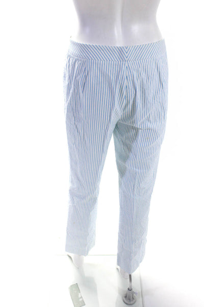 Lafayette 148 New York Womens High Waist Stripe Flare Pants Blue White Size 6