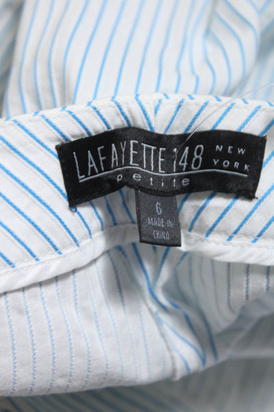 Lafayette 148 New York Womens High Waist Stripe Flare Pants Blue White Size 6
