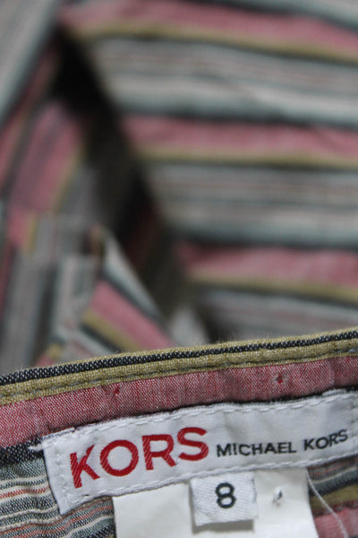 KORS Michael Kors Womens High Waist Stripe Straight Leg Pants Multicolor Size 8