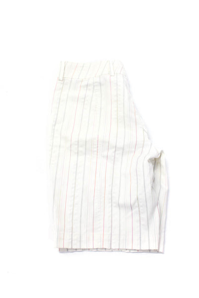 Bogner Womens Striped Canvas Mid Rise Bermuda Shorts White Multi Size 8