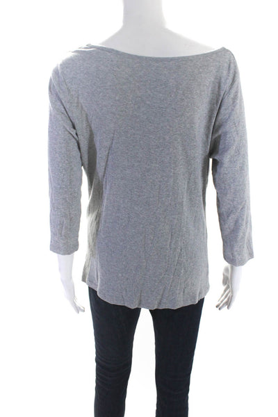 Magaschoni Womens Thin Knit Cowl Neck Pullover Sweater Gray Cotton Size Medium