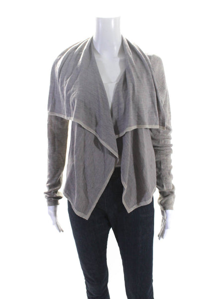 Theory Womens Thin Knit Open Front Waterfall Cardigan Sweater Gray Size Large