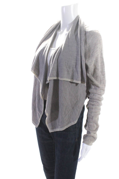 Theory Womens Thin Knit Open Front Waterfall Cardigan Sweater Gray Size Large