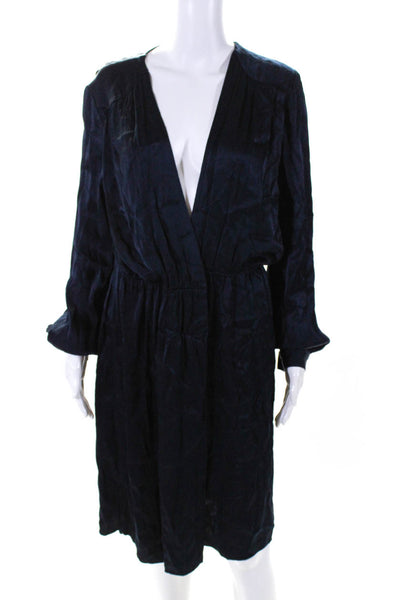 L'Agence Womens Silk Blend Long Sleeves A Line Dress Midnight Blue Size 8