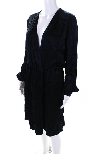 L'Agence Womens Silk Blend Long Sleeves A Line Dress Midnight Blue Size 8