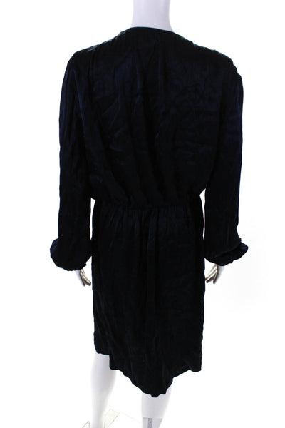 L'Agence Womens Silk Blend Long Sleeves A Line Dress Midnight Blue Size 8