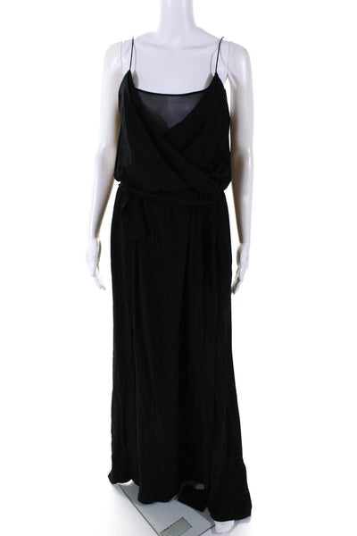 Jay Godfrey Womens Silk Spaghetti Strap A Line Maxi Dress Black Size 6