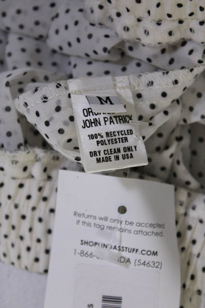 Organic John Patrick Womens Polka Dot Pleated Skirt White Black Size Medium