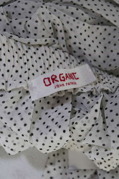 Organic John Patrick Womens Polka Dot Pleated Skirt White Black Size Medium