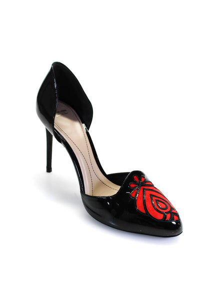 Giorgio Armani Womens Patent Leather D'Orsay Pumps Black Red Size 39 9