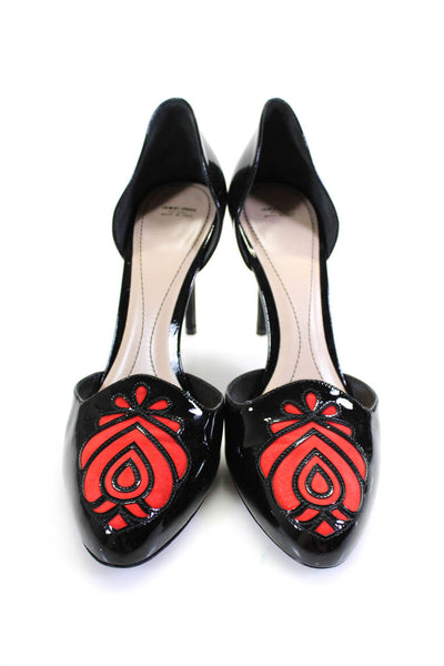 Giorgio Armani Womens Patent Leather D'Orsay Pumps Black Red Size 39 9