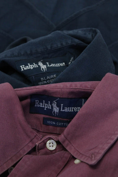 Ralph Lauren Mens Cotton Collared Long Sleeve Buttoned Tops Blue Size M Lot 2