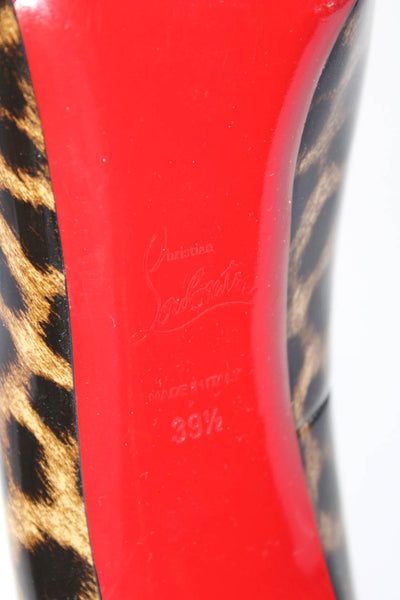 Christian Louboutin Womens Animal Print Stud Stiletto Heels Brown Size EUR39.5