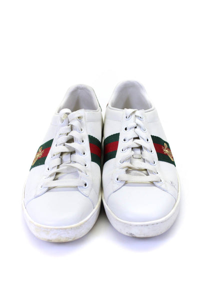 Gucci Mens Striped Colorblock Lace-Up Tied Low Top Sneakers White Size EUR38.5