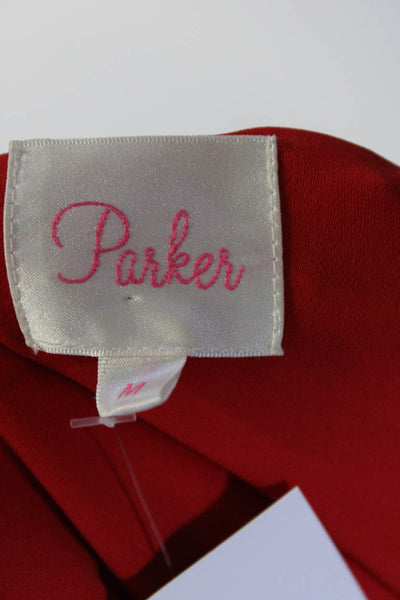 Parker WOmens Silk Long Sleeve Layered Blouse Red Size M