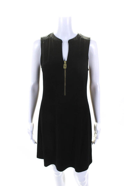 Michael Michael Kors Womens Quarter Zip Sleeveless A-Line Mini Dress Black Size