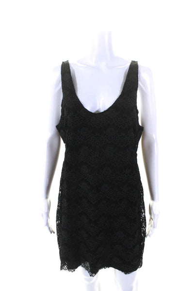 Soft Joie Women's V-Neck Sleeveless Lace A-Line Mini Dress Black Size L