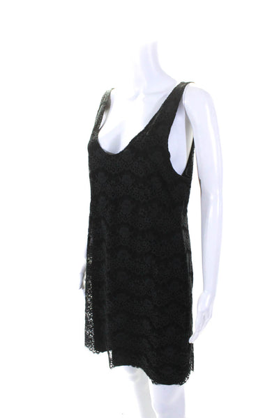 Soft Joie Women's V-Neck Sleeveless Lace A-Line Mini Dress Black Size L